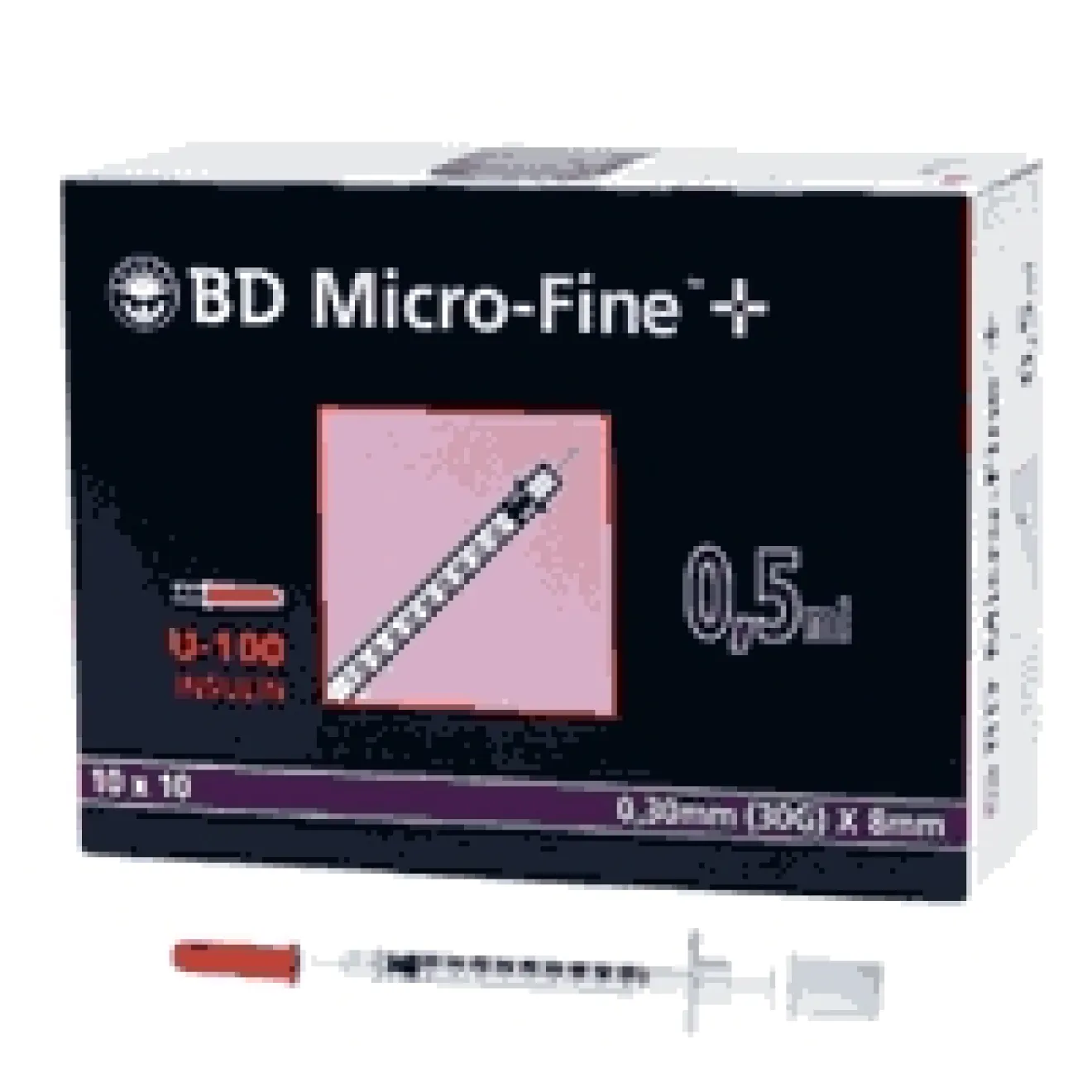 BD MICRO-FINE+ Insulinspritze 0,5 ml U100 8 mm 100X0.5ml