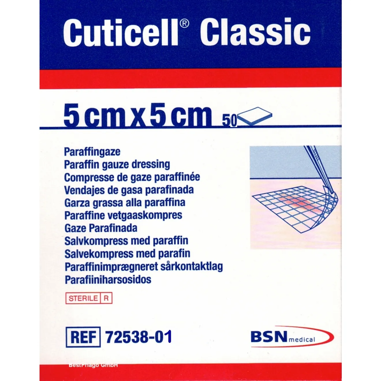 CUTICELL Classic Wundgaze 5x5 cm 50 ST